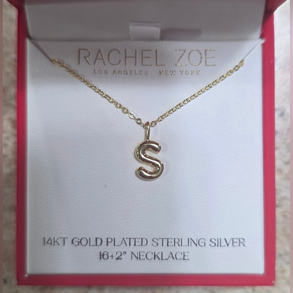Rachel Zoe Letter "S" Necklace, 14K Gold Plated Sterling Silver